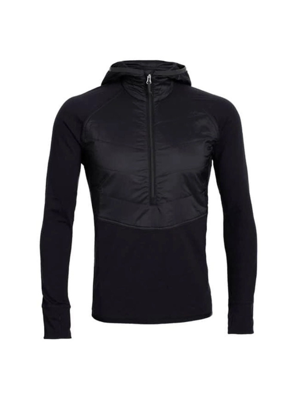 Icebreaker Merino GT Ellipse Wool 1/2 Zip Pullover With Hood Black M